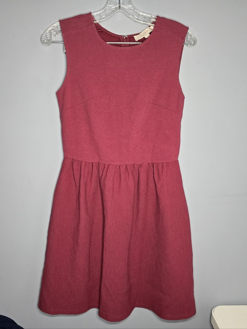 LOFT Sleeveless Fit & Flare Skater Dress-Womens Size 2-Maroon-Summer Casual